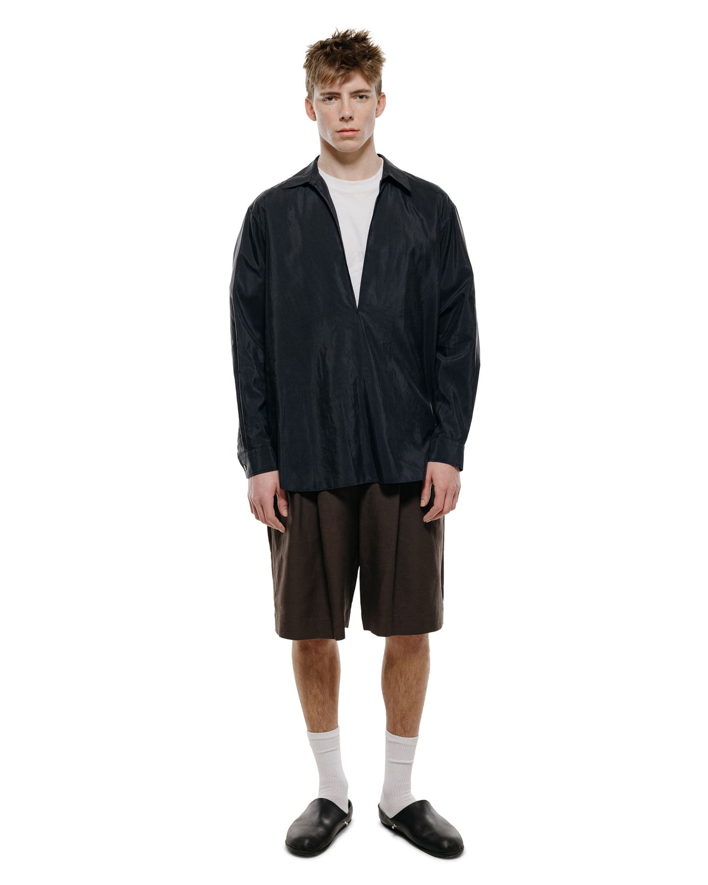 ssstein Silk Nylon Skipper Shirt Black