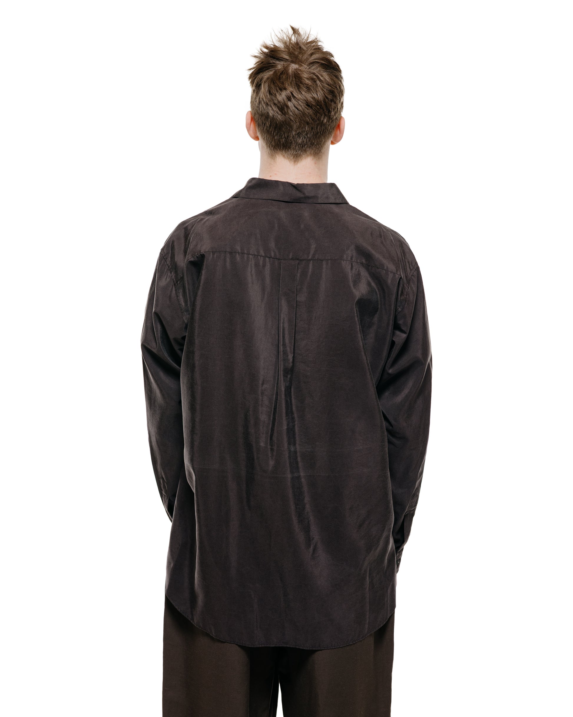ssstein Silk Nylon Skipper Shirt Charcoal Brown