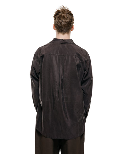ssstein Silk Nylon Skipper Shirt Charcoal Brown