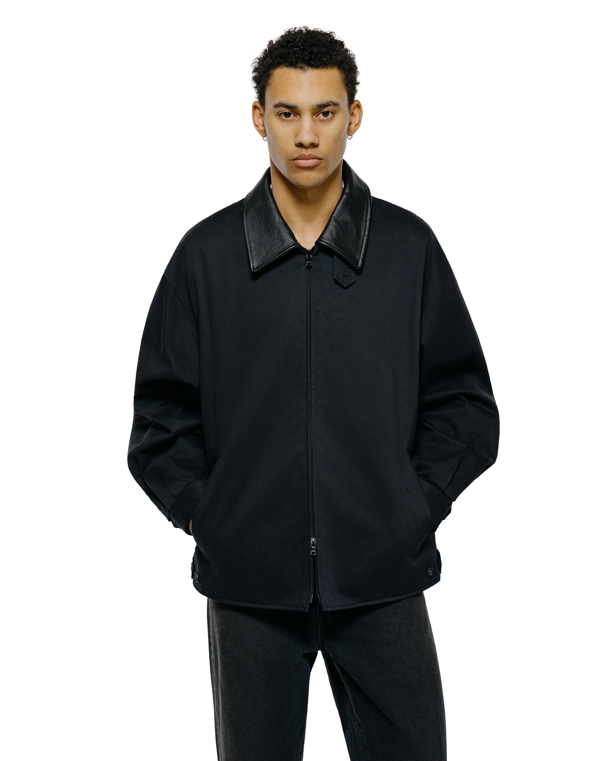 ssstein Sulfur Dyed Brushed Chino Zip Jacket Black