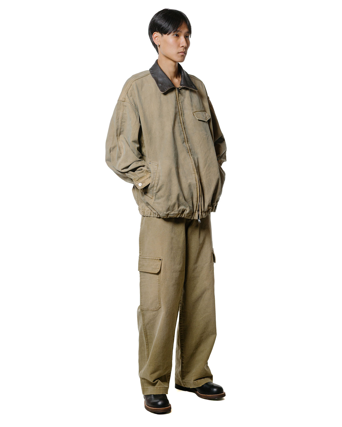 ssstein Sulfur Dyed Whip Cord Vintage Trousers Khaki