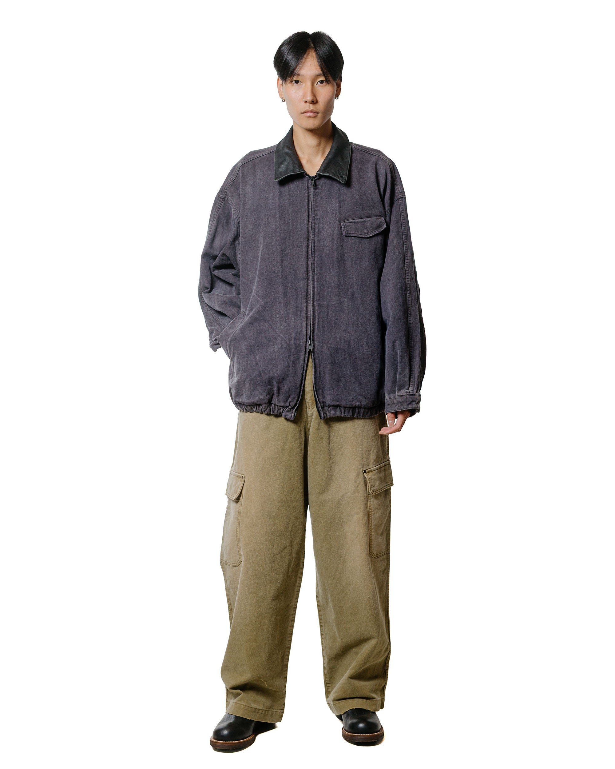 ssstein Sulfur Dyed Whip Cord Vintage Zip Jacket Black