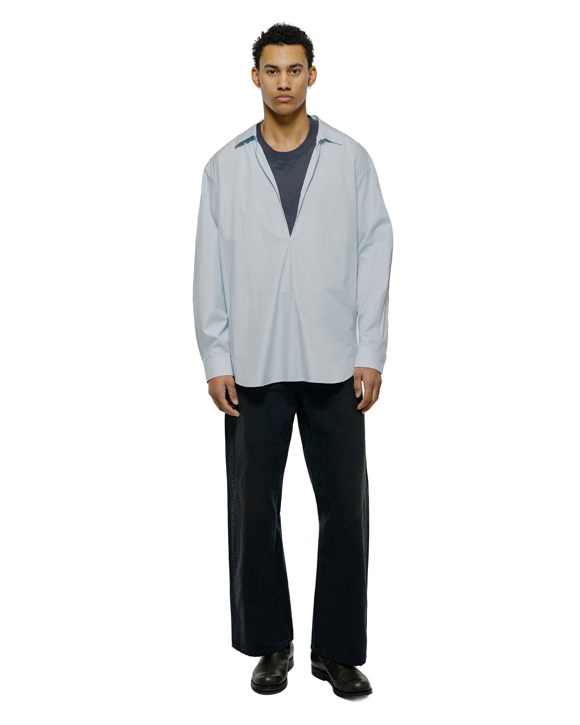 ssstein Suvin Cotton Oversized Skipper Shirt Off Blue
