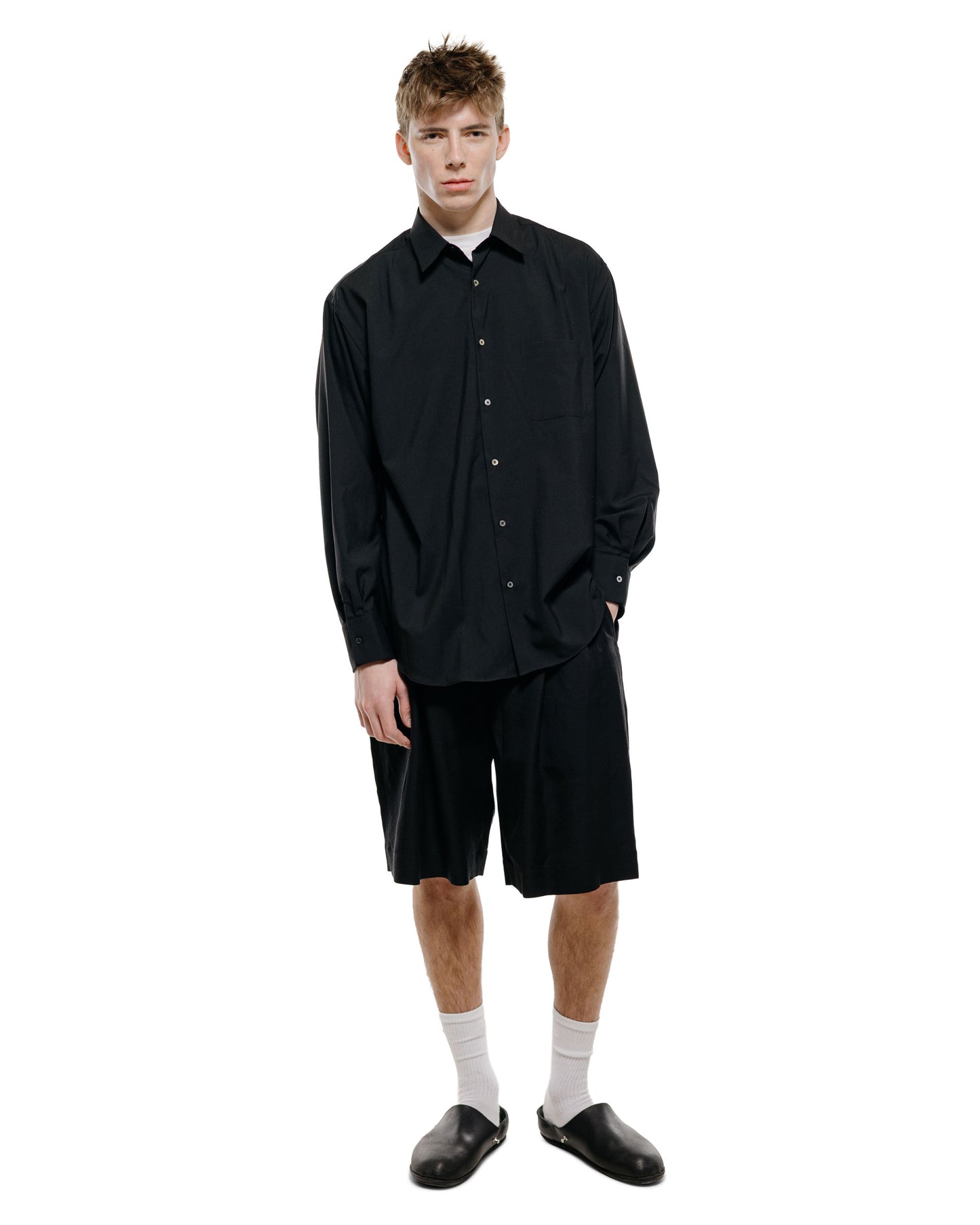 ssstein Vis/Li/Ra Twill Wide Easy Short Trousers Black