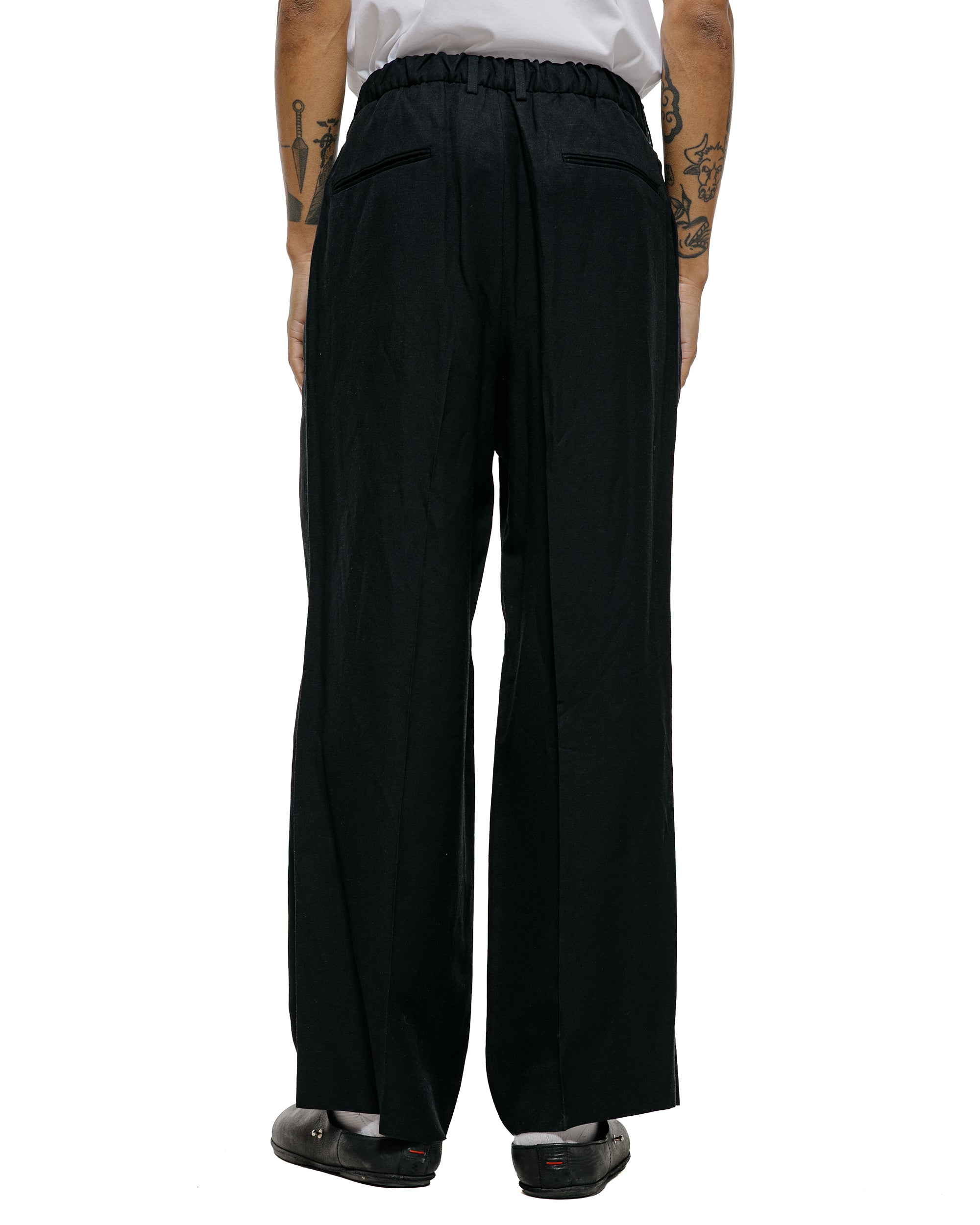 ssstein Viscose/Linen/Rayon Twill Easy Long Wide Trousers Black