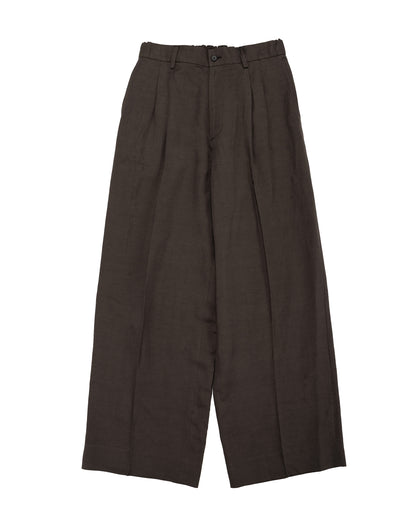 ssstein Viscose/Linen/Rayon Twill Easy Long Wide Trousers Khaki Brown