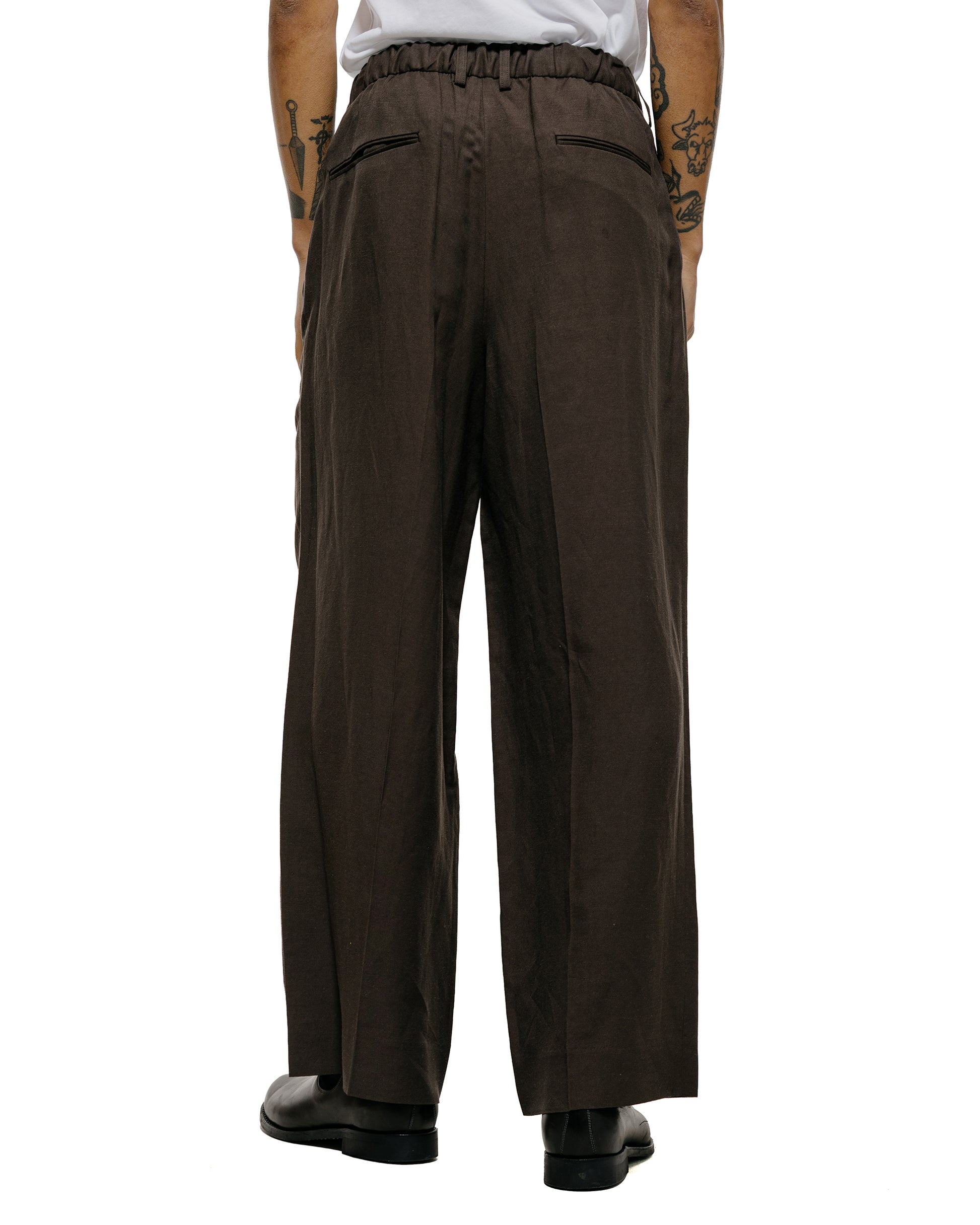 ssstein Viscose/Linen/Rayon Twill Easy Long Wide Trousers Khaki Brown