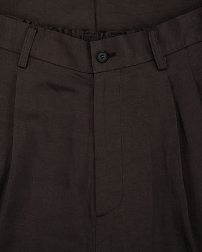 ssstein Viscose/Linen/Rayon Twill Easy Long Wide Trousers Khaki Brown