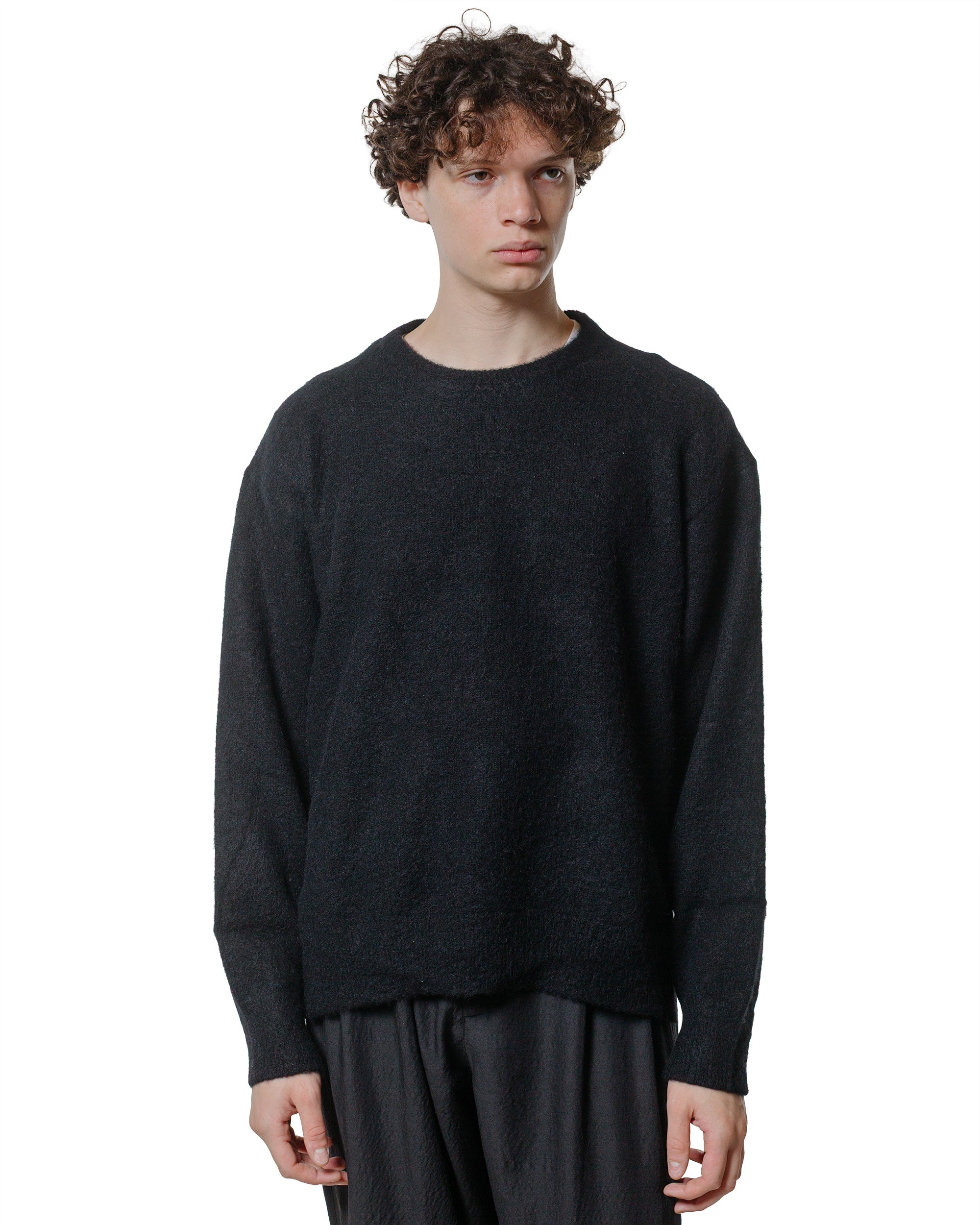トップス ssstein 25AW WOOLALPACA MILLED KNIT CREW ssstein Wool/Alpaca Milled Knit Crew Neck LS Black