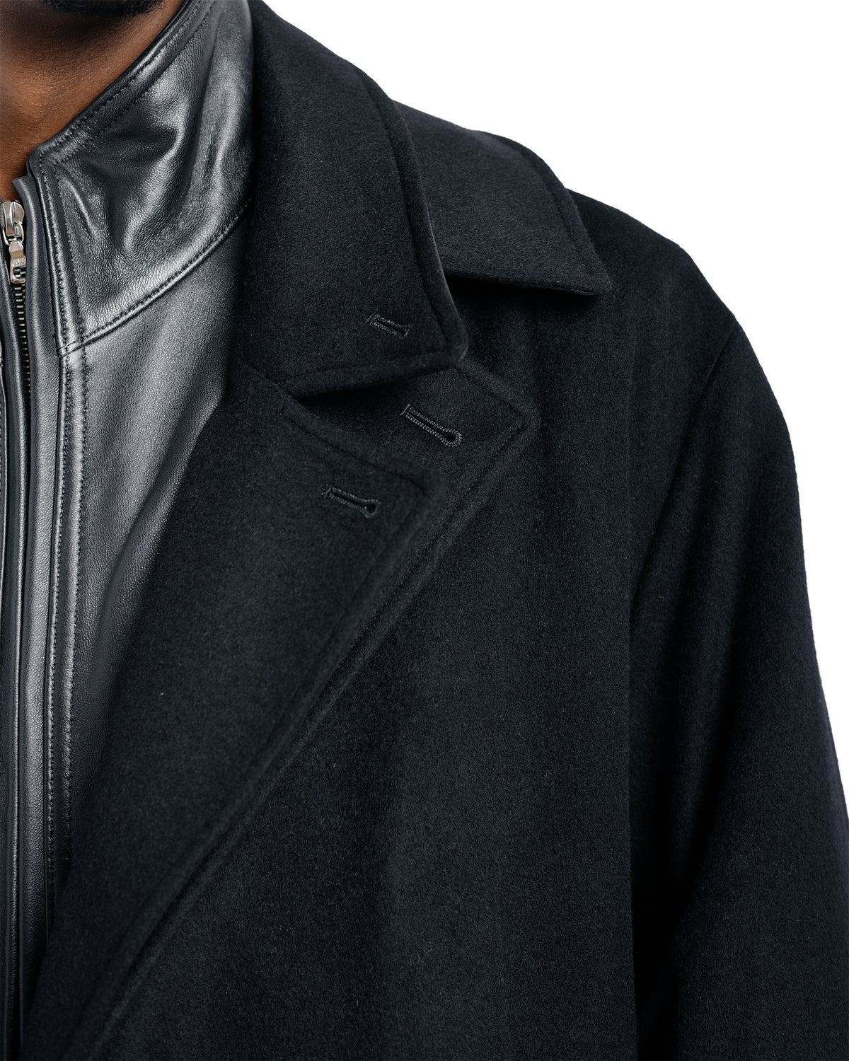 ssstein Wool Cashmere Layered Combination Coat Black