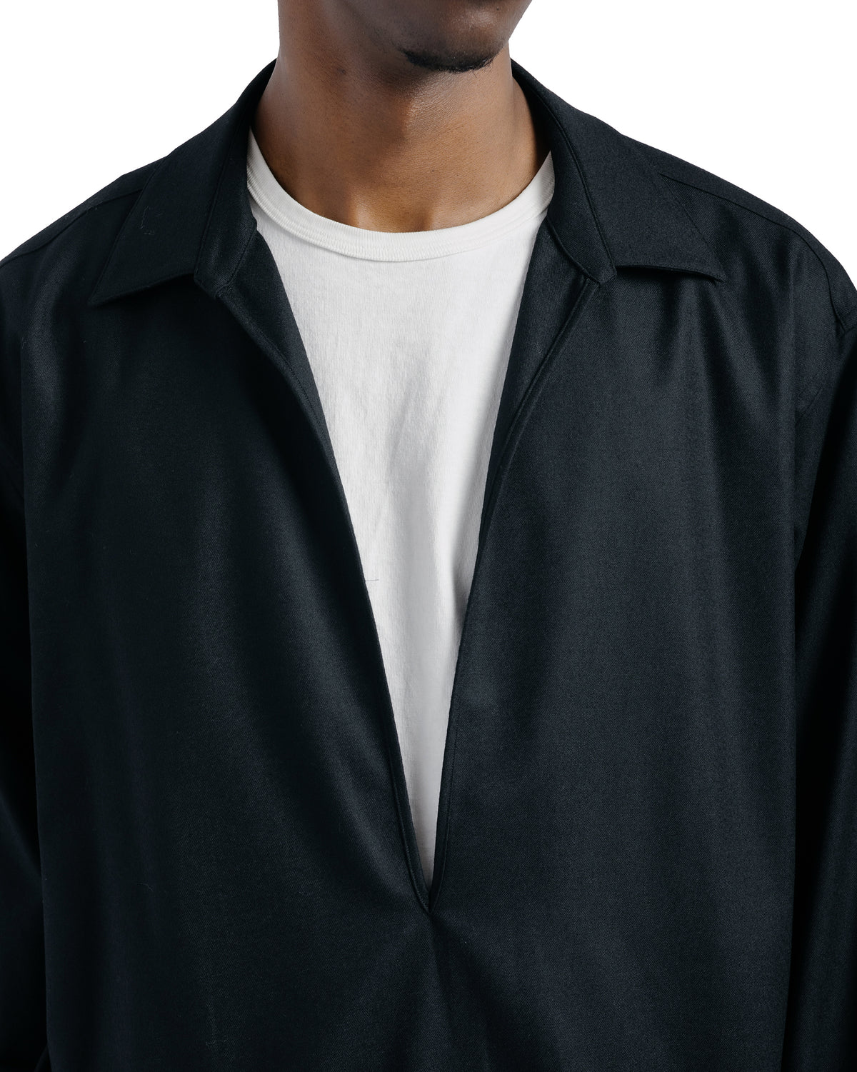 ssstein Wool Flannel Oversized Skipper Shirt Black