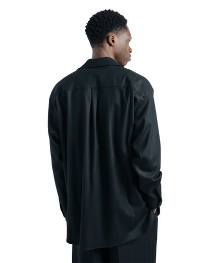 ssstein Wool Flannel Oversized Skipper Shirt Black