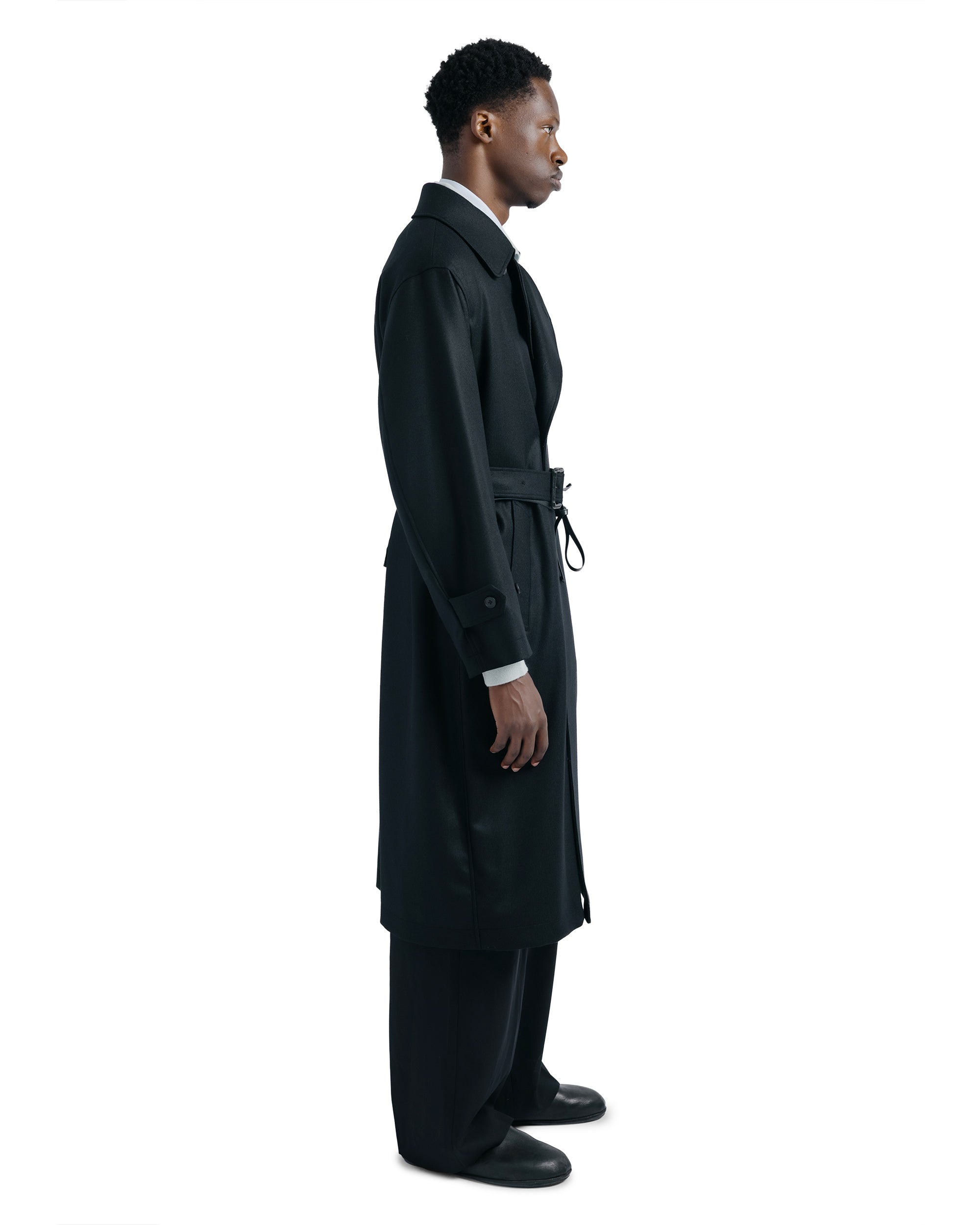 ssstein Wool Melton Oversized Double Breasted Coat Black