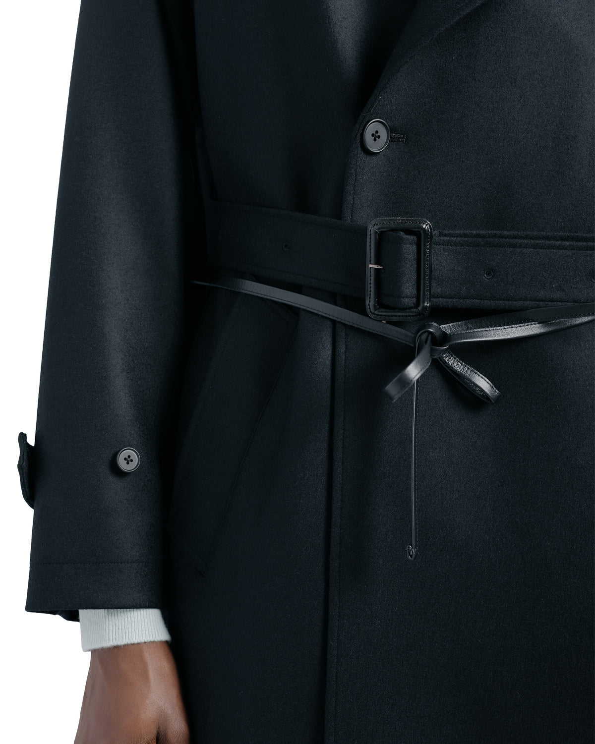 ssstein Wool Melton Oversized Double Breasted Coat Black