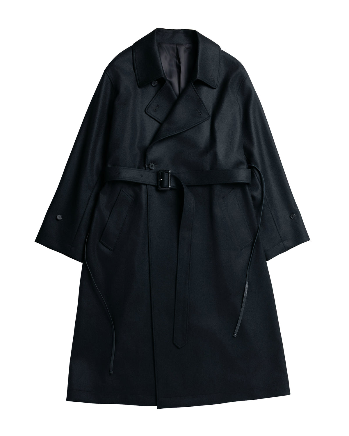 ssstein Wool Melton Oversized Double Breasted Coat Black