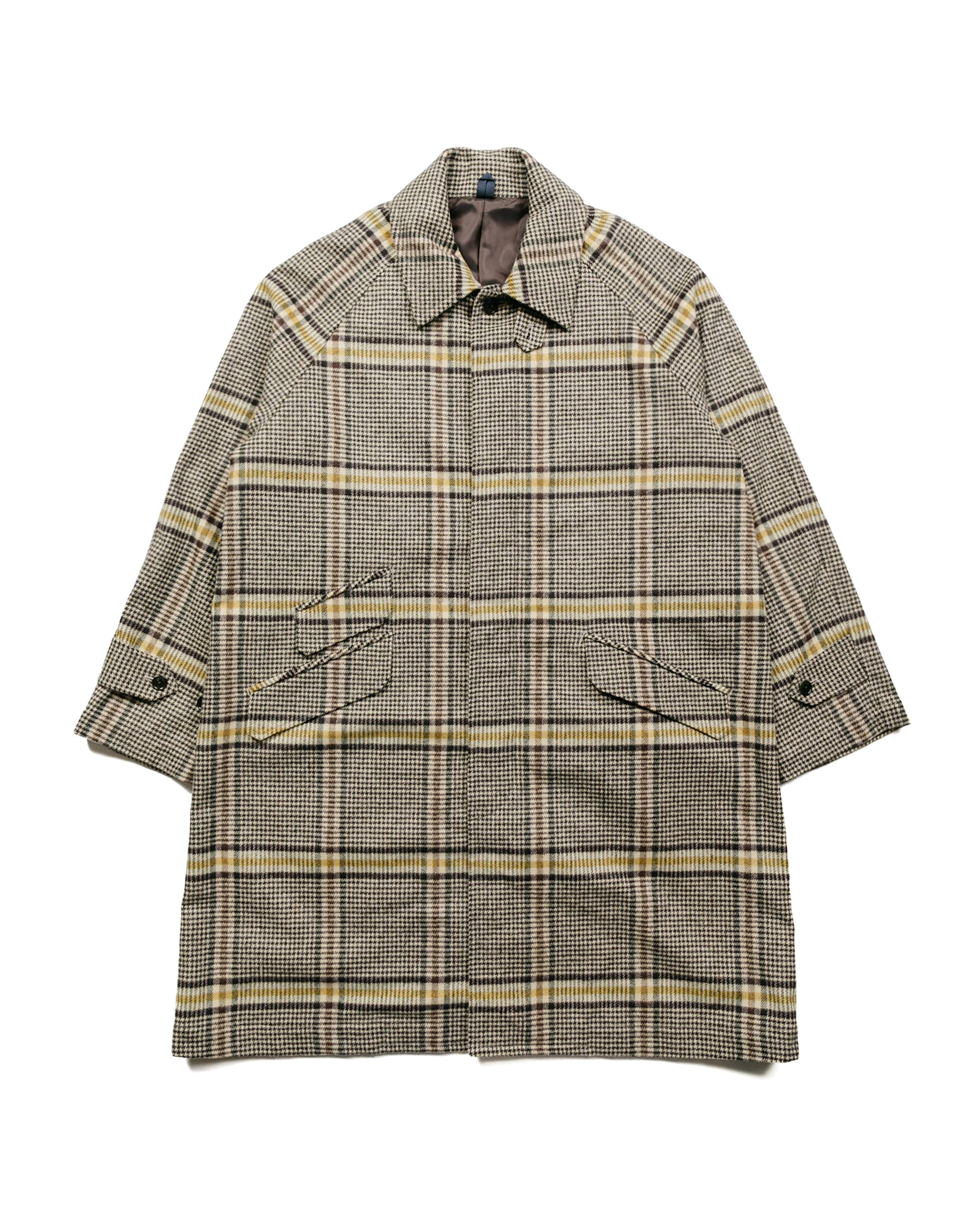 ts(s) Fly Front Raglan Sleeve Coat Colour Glen Plaid Wool Blend Melton