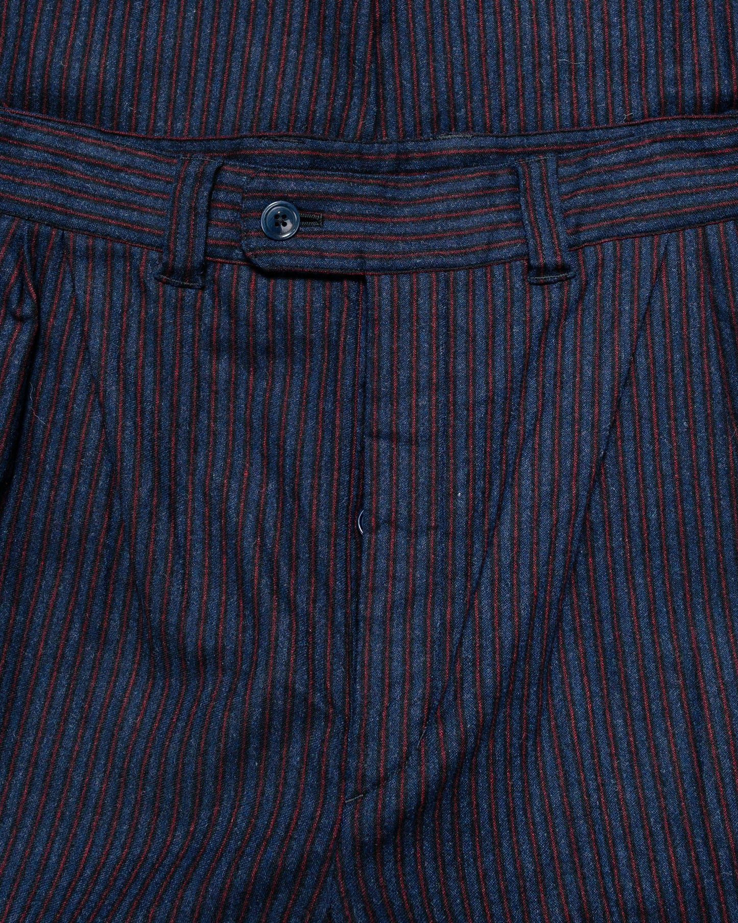ts(s) 3 Tuck Baggy Pants Stripe Cotton/Wool Stretch Cloth Navy