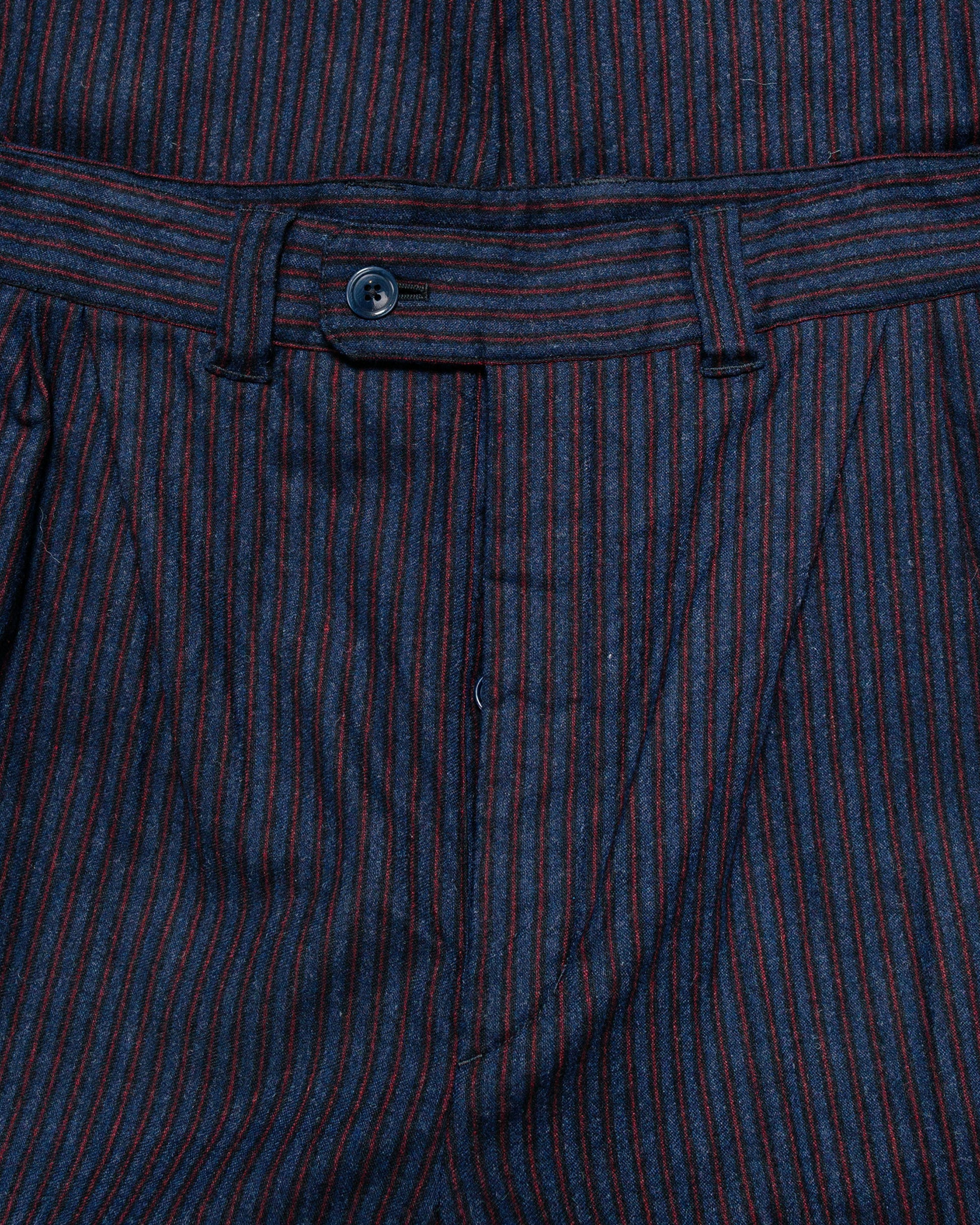 ts(s) 3 Tuck Baggy Pants Stripe Cotton/Wool Stretch Cloth Navy