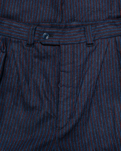 ts(s) 3 Tuck Baggy Pants Stripe Cotton/Wool Stretch Cloth Navy