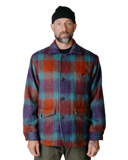 ts(s) Bird Watching Jacket Large Plaid Wool Blend Shaggy Cloth PurpleRedBlue Model Front