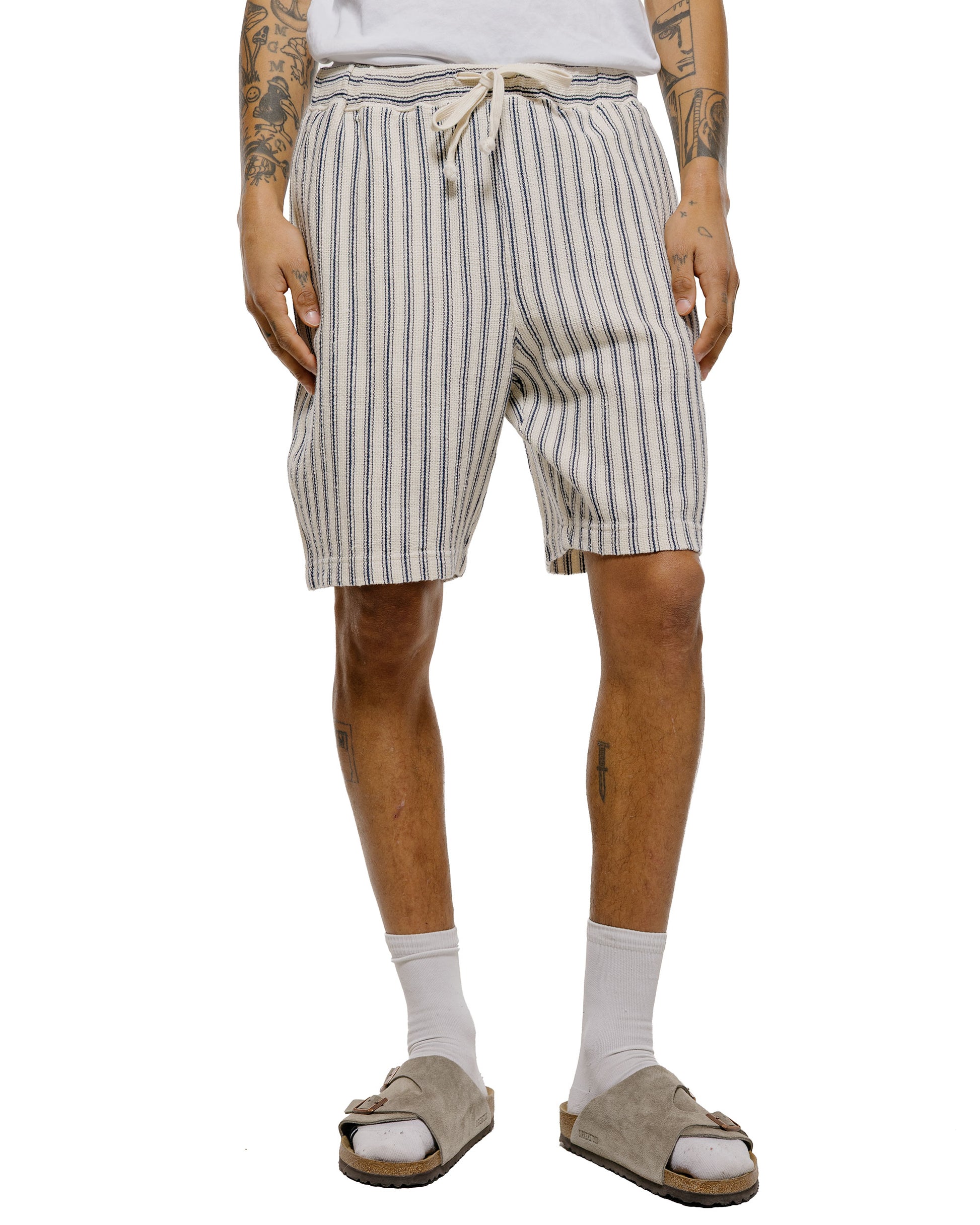 lost & found tss ts(s) Easy Fit Shorts Rustic Stripe Cotton Mesh Cloth Navy