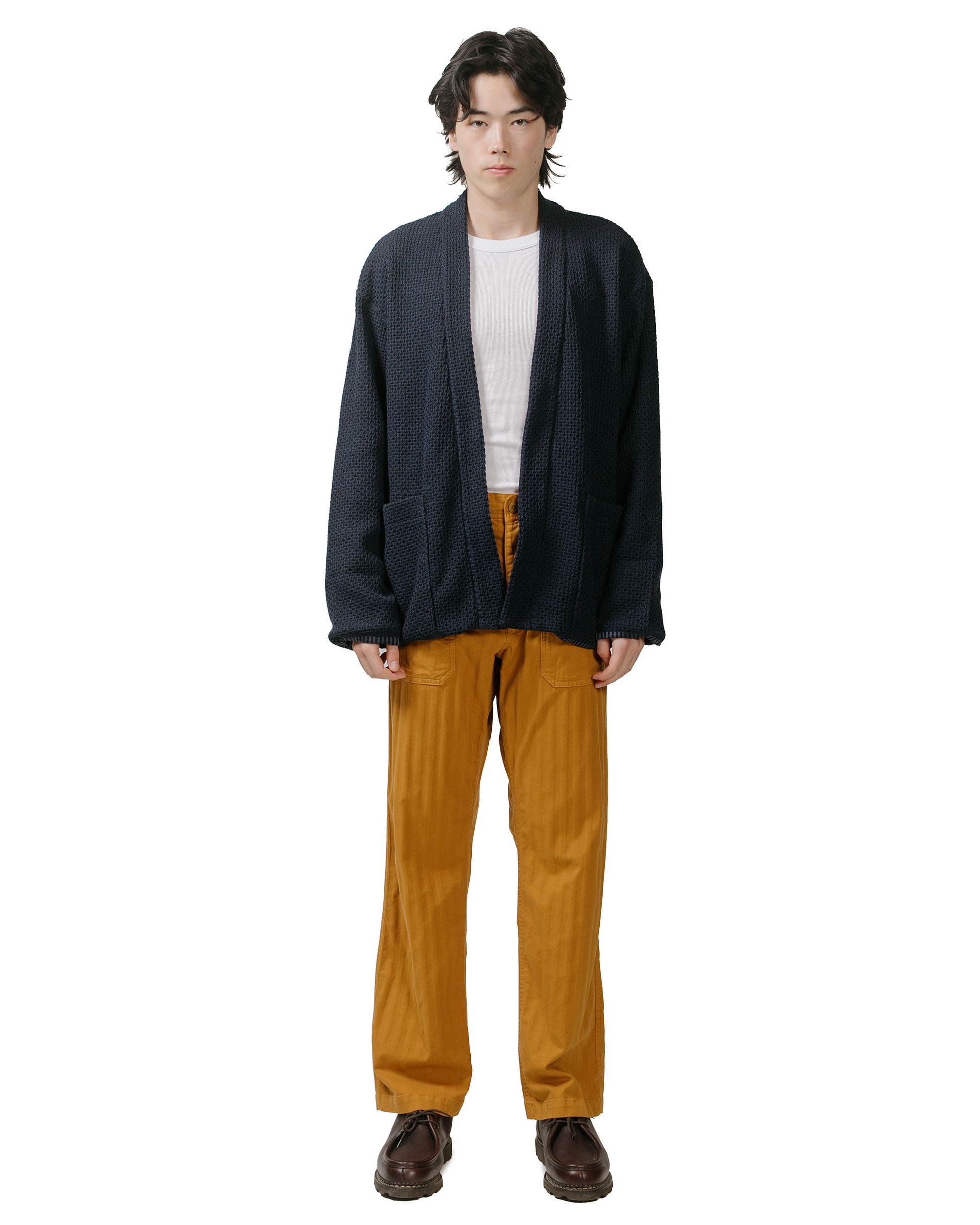 ts(s) Fatigue Pants Garment Dye Cotton/Rayon Herringbone Stretch Cloth Ocher model full