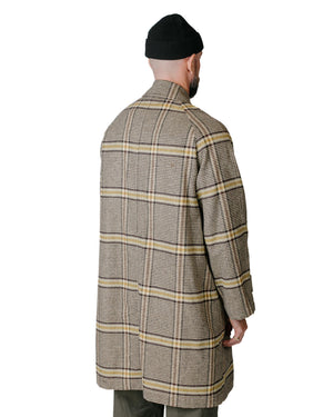 ts(s) Fly Front Raglan Sleeve Coat Colour Glen Plaid Wool Blend Melton Cloth BrownYellow Model Back