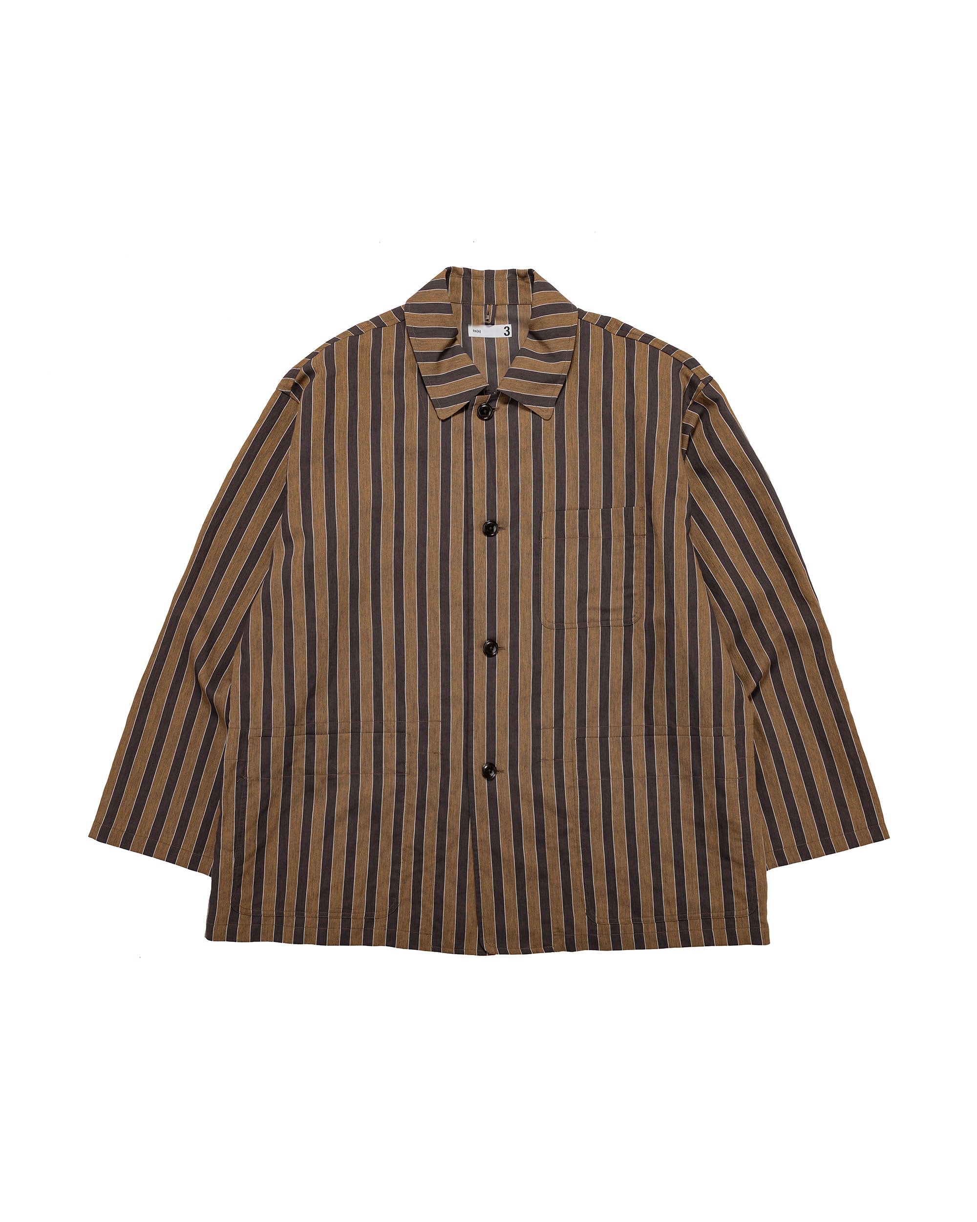 ts(s) Jacket Shirt Bold Stripe Viscose/Polyester Cloth Navy