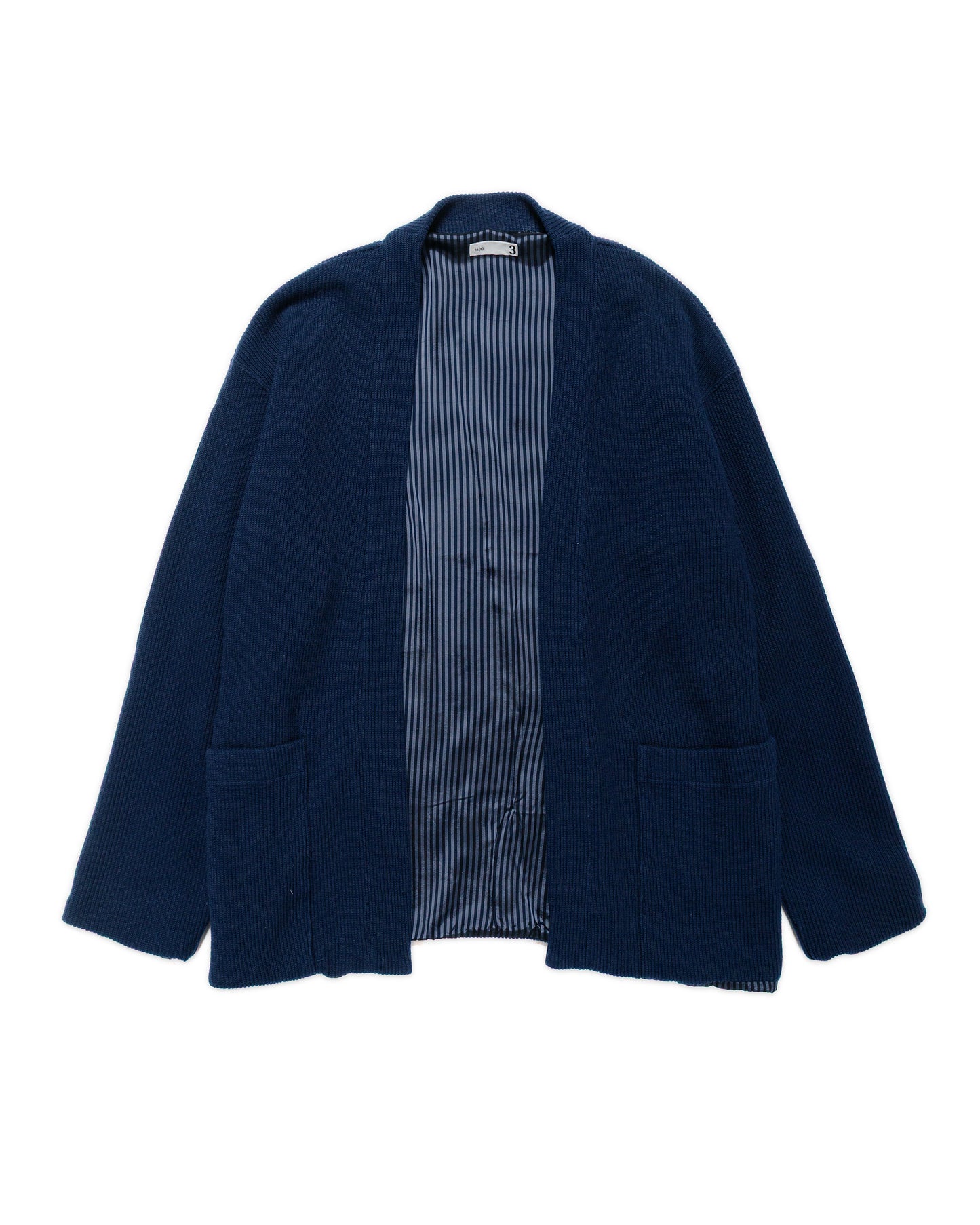 ts(s) Lined Easy Cardigan Rib Stitch Cotton Jersey Navy