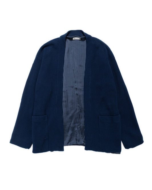 ts(s) Lined Easy Cardigan Rib Stitch Cotton Jersey Navy