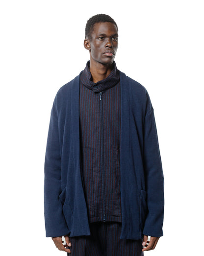 ts(s) Lined Easy Cardigan Rib Stitch Cotton Jersey Navy