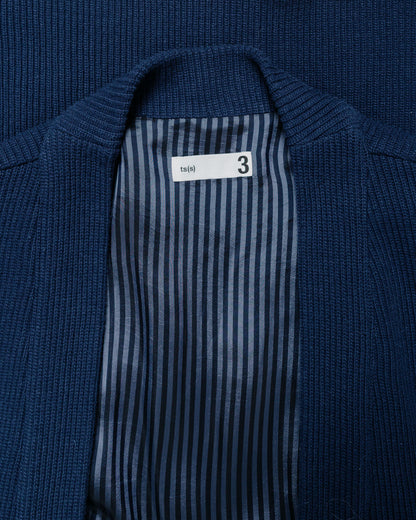 ts(s) Lined Easy Cardigan Rib Stitch Cotton Jersey Navy