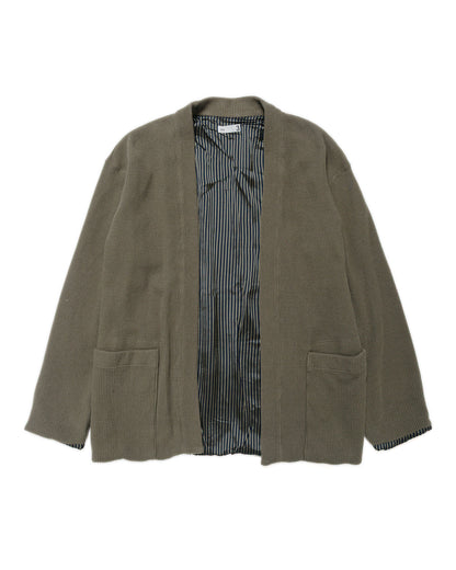 ts(s) Lined Easy Cardigan Rib Stitch Cotton Jersey Olive