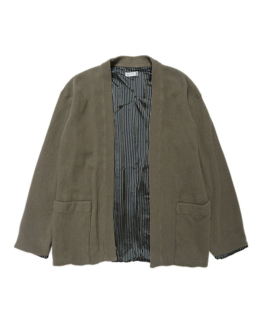 ts(s) Lined Easy Cardigan Rib Stitch Cotton Jersey Olive