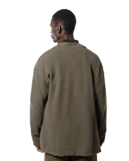 ts(s) Lined Easy Cardigan Rib Stitch Cotton Jersey Olive