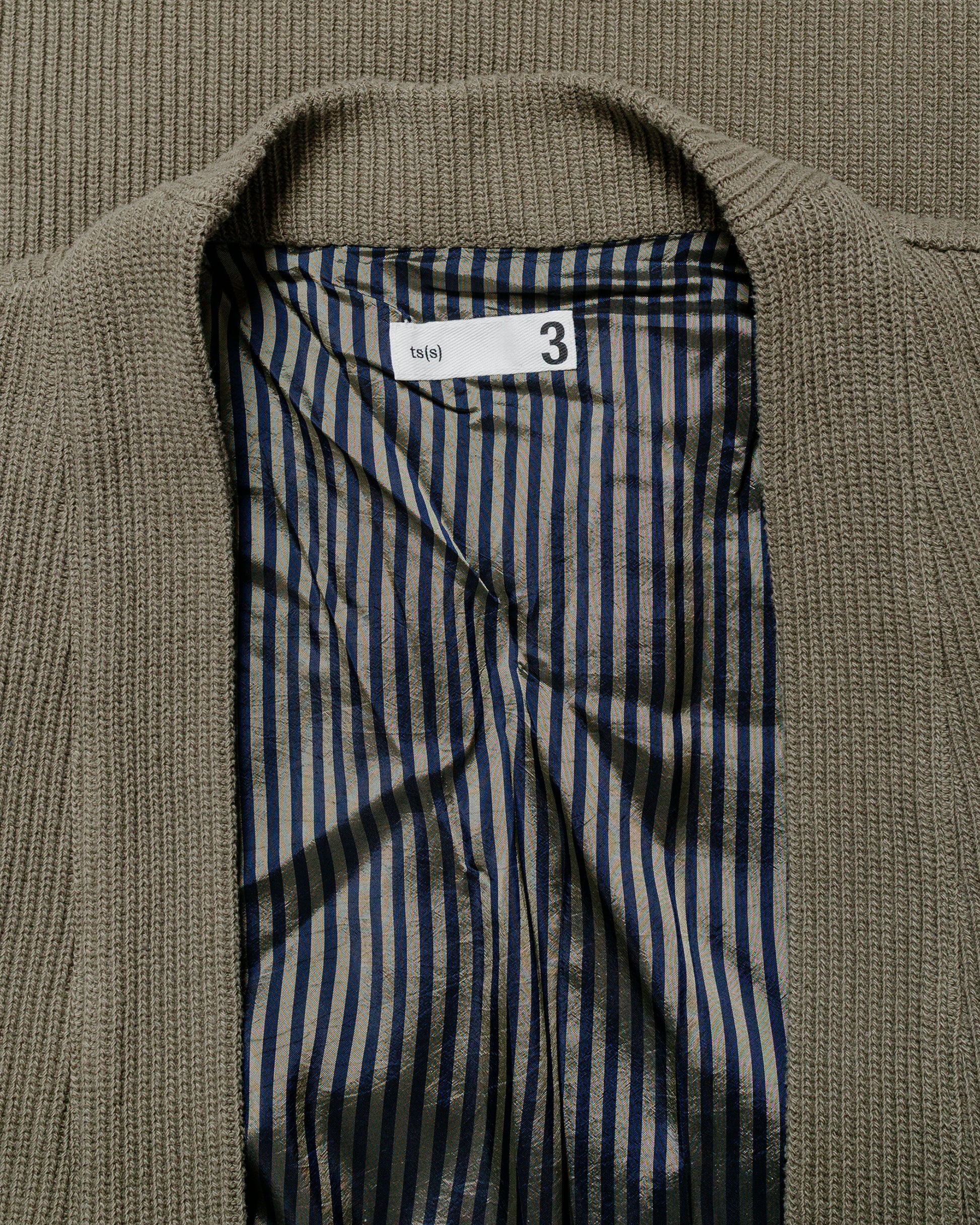 ts(s) Lined Easy Cardigan Rib Stitch Cotton Jersey Olive