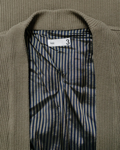 ts(s) Lined Easy Cardigan Rib Stitch Cotton Jersey Olive