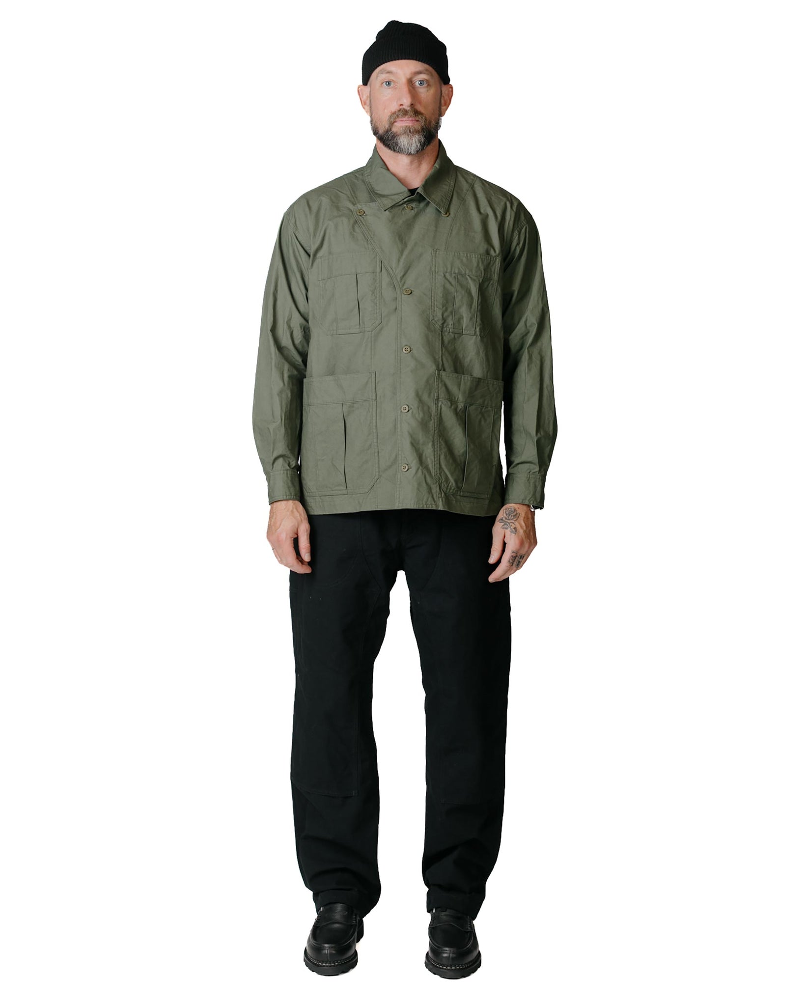 ts(s) Military Shirt Jacket High Density Cotton Canvas Cloth OD Model Full