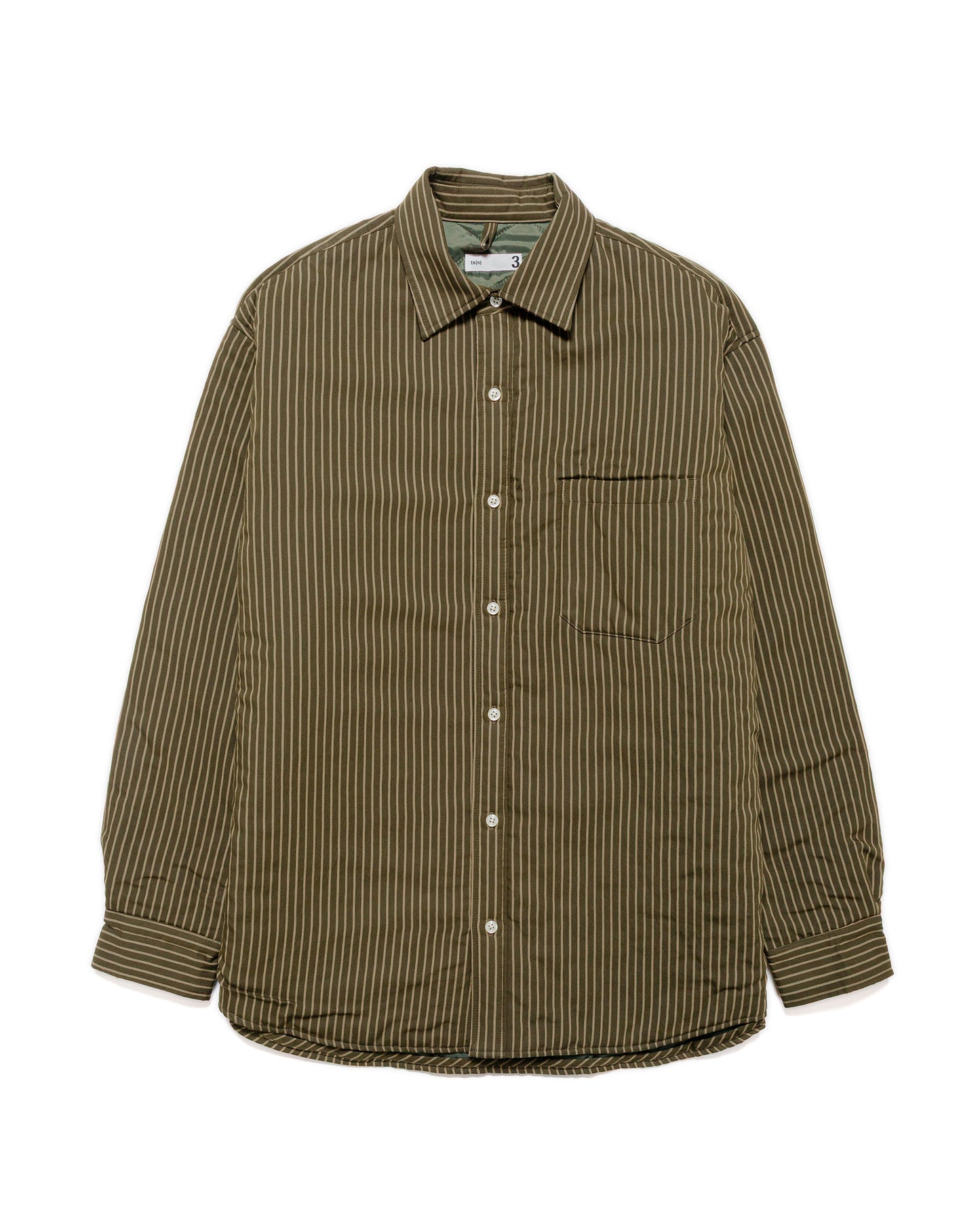 ts(s) Padded Baggy Fit Shirt Viscose/Nylon Stripe Cloth Dark Olive