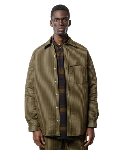 ts(s) Padded Baggy Fit Shirt Viscose/Nylon Stripe Cloth Dark Olive