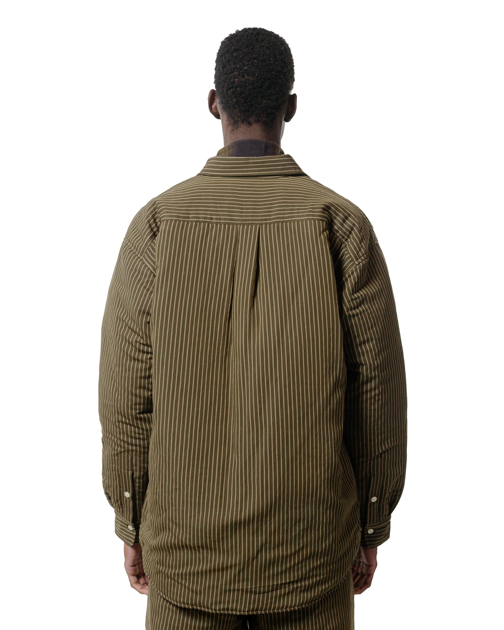 ts(s) Padded Baggy Fit Shirt Viscose/Nylon Stripe Cloth Dark Olive