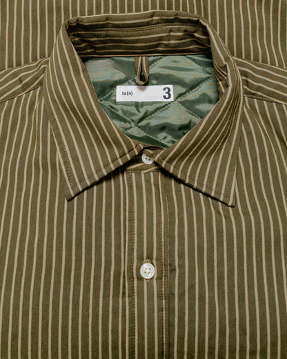 ts(s) Padded Baggy Fit Shirt Viscose/Nylon Stripe Cloth Dark Olive
