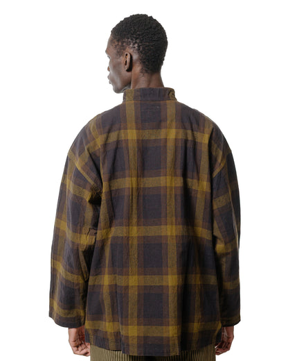 ts(s) Pullover Work Shirt Jacket Dark Tone Plaid Slub Cotton Cloth Olive
