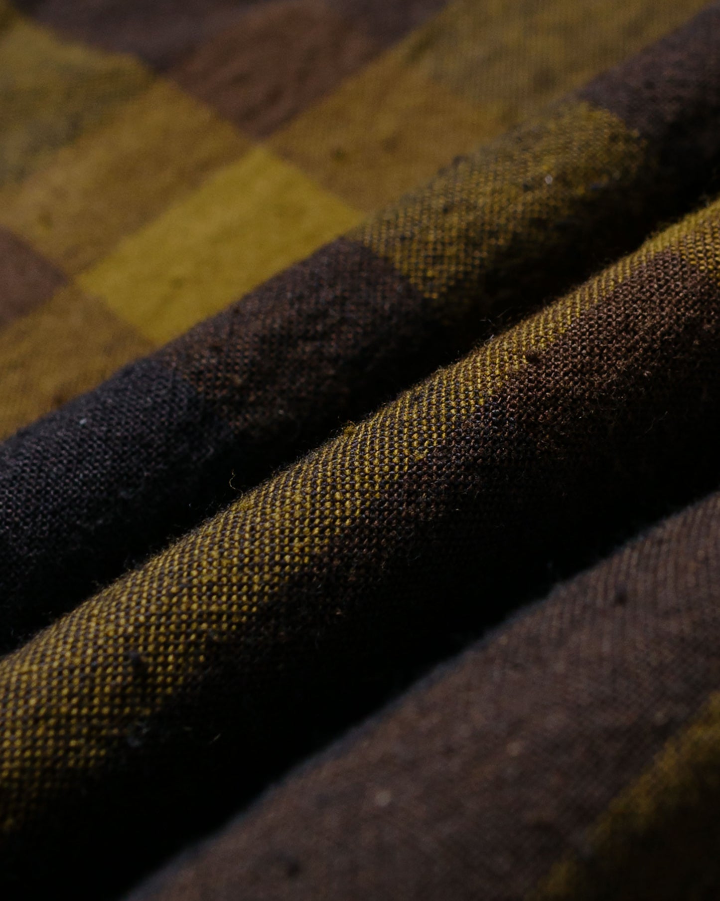 ts(s) Pullover Work Shirt Jacket Dark Tone Plaid Slub Cotton Cloth Olive