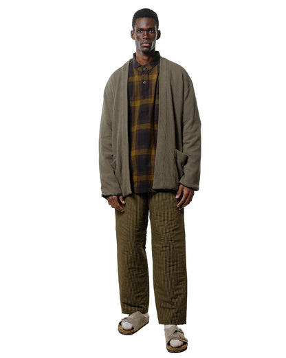 ts(s) Pullover Work Shirt Jacket Dark Tone Plaid Slub Cotton Cloth Olive
