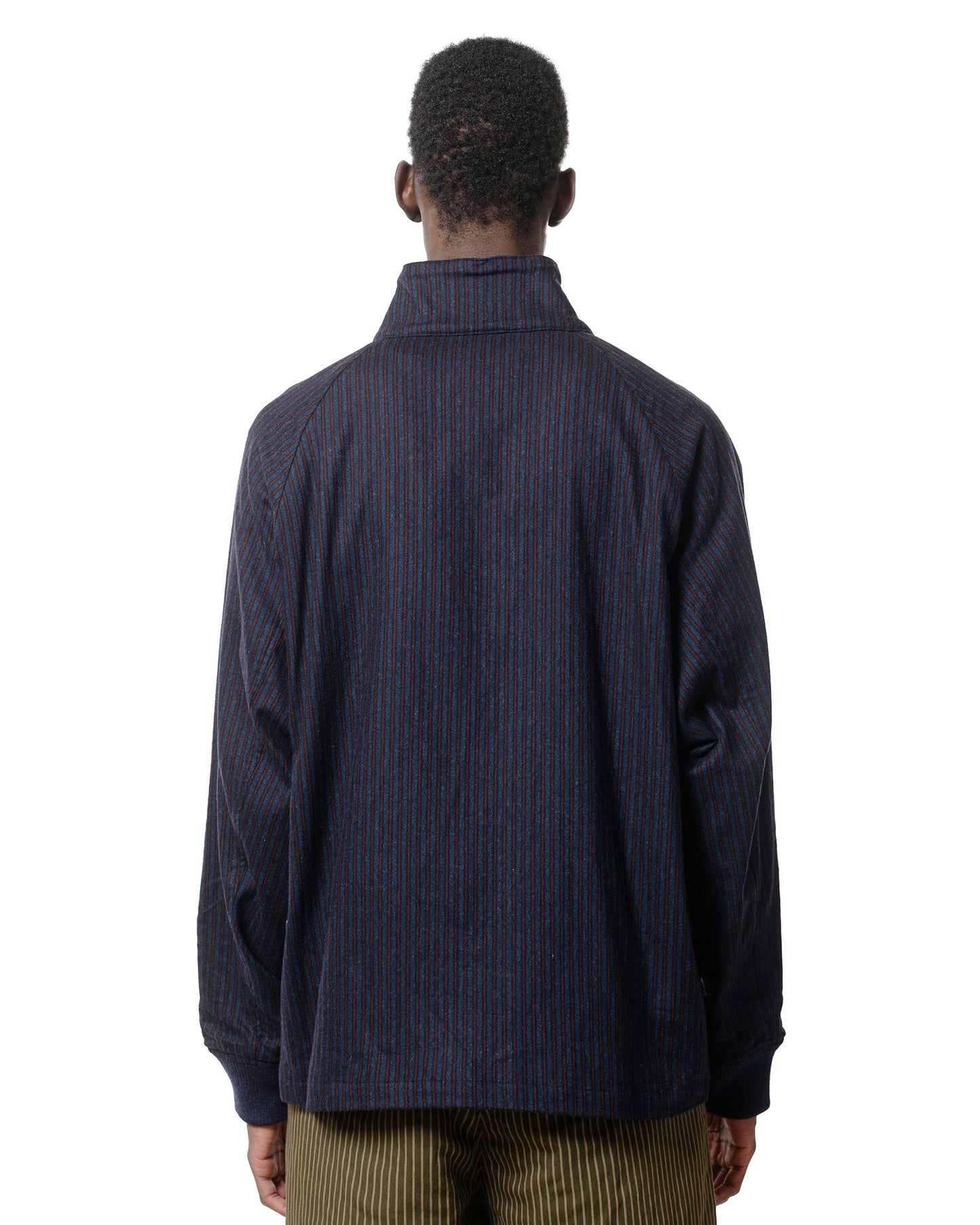 ts(s) Zip Front Harrington Jacket Stripe Cotton/Wool Stretch Cloth Navy