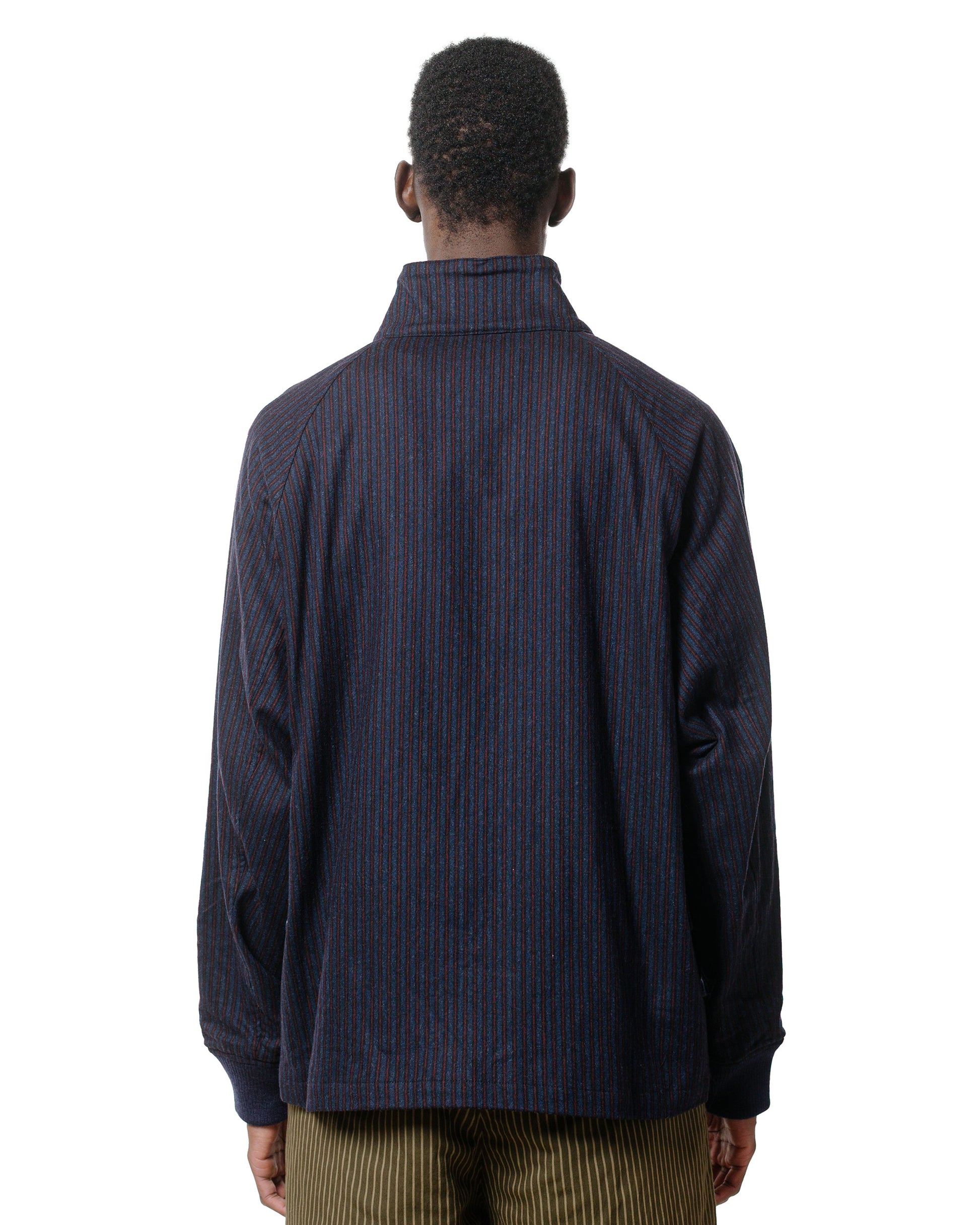 ts(s) Zip Front Harrington Jacket Stripe Cotton/Wool Stretch Cloth Navy