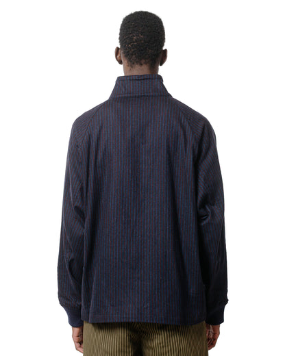 ts(s) Zip Front Harrington Jacket Stripe Cotton/Wool Stretch Cloth Navy
