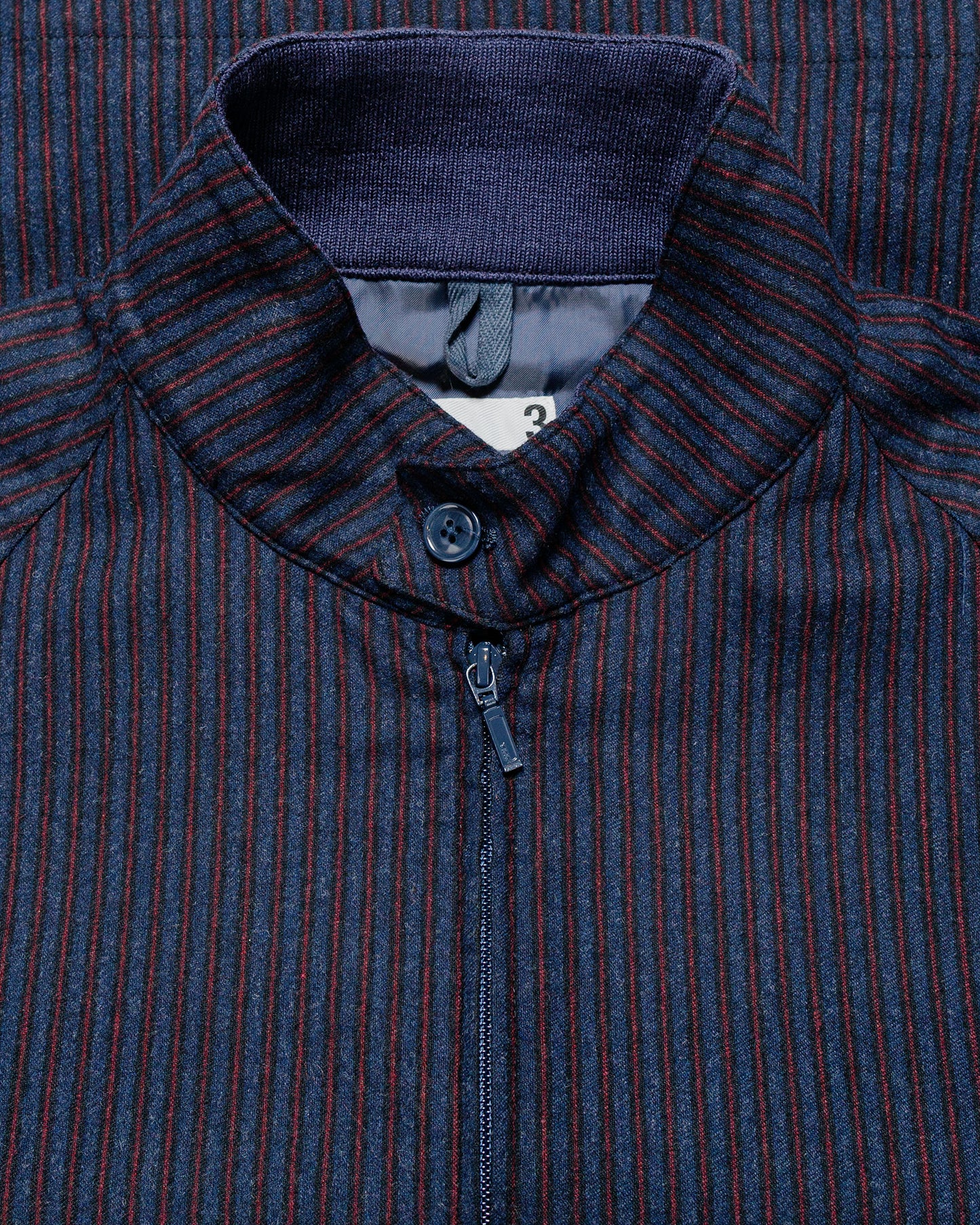 ts(s) Zip Front Harrington Jacket Stripe Cotton/Wool Stretch Cloth Navy
