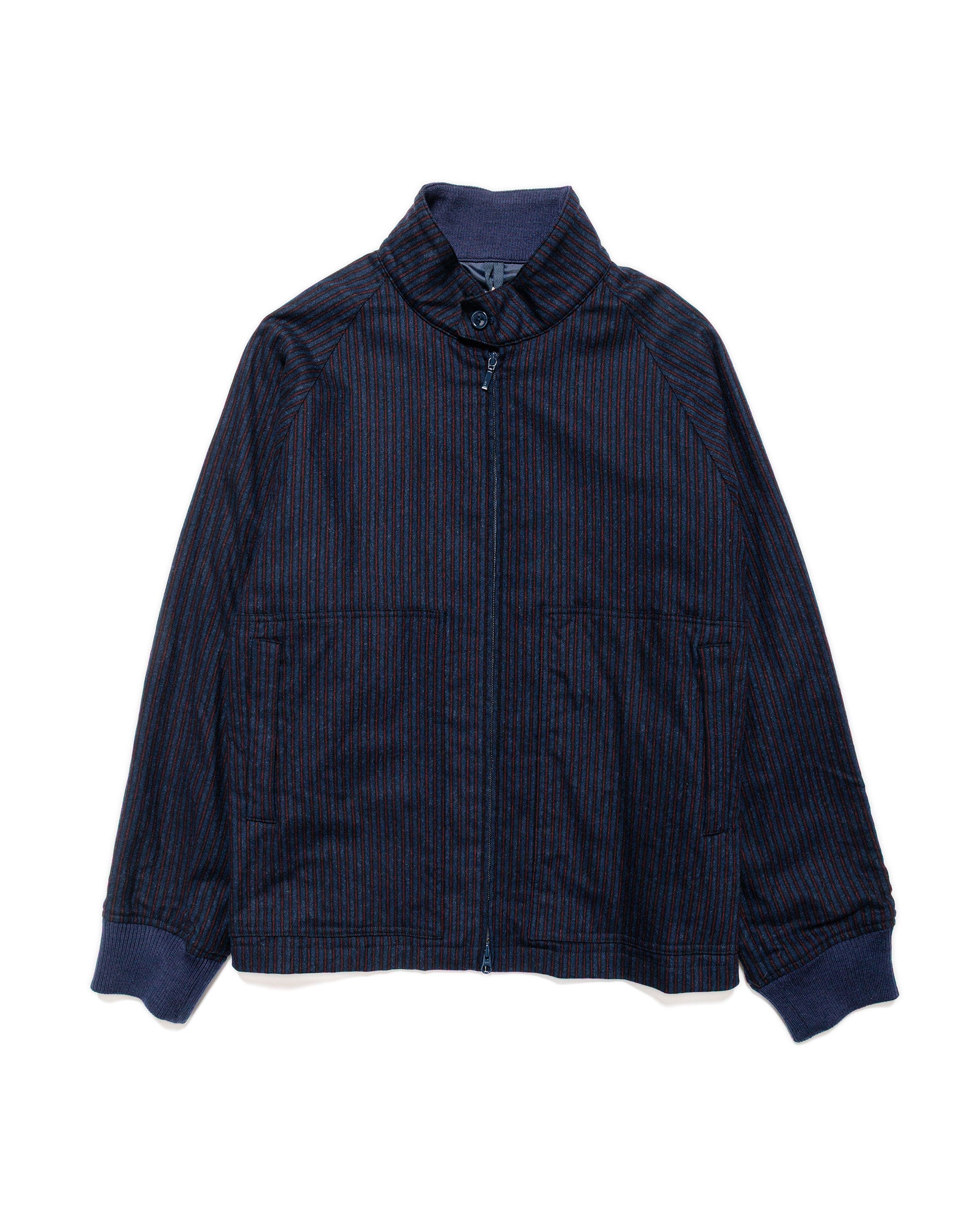 ts(s) Zip Front Harrington Jacket Stripe Cotton/Wool Stretch Cloth Nav